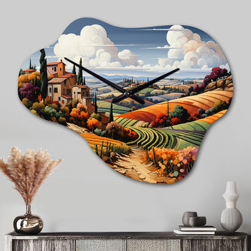 Italy Tuscan Vineyards I - Asymmetric Metal Wall Clock
